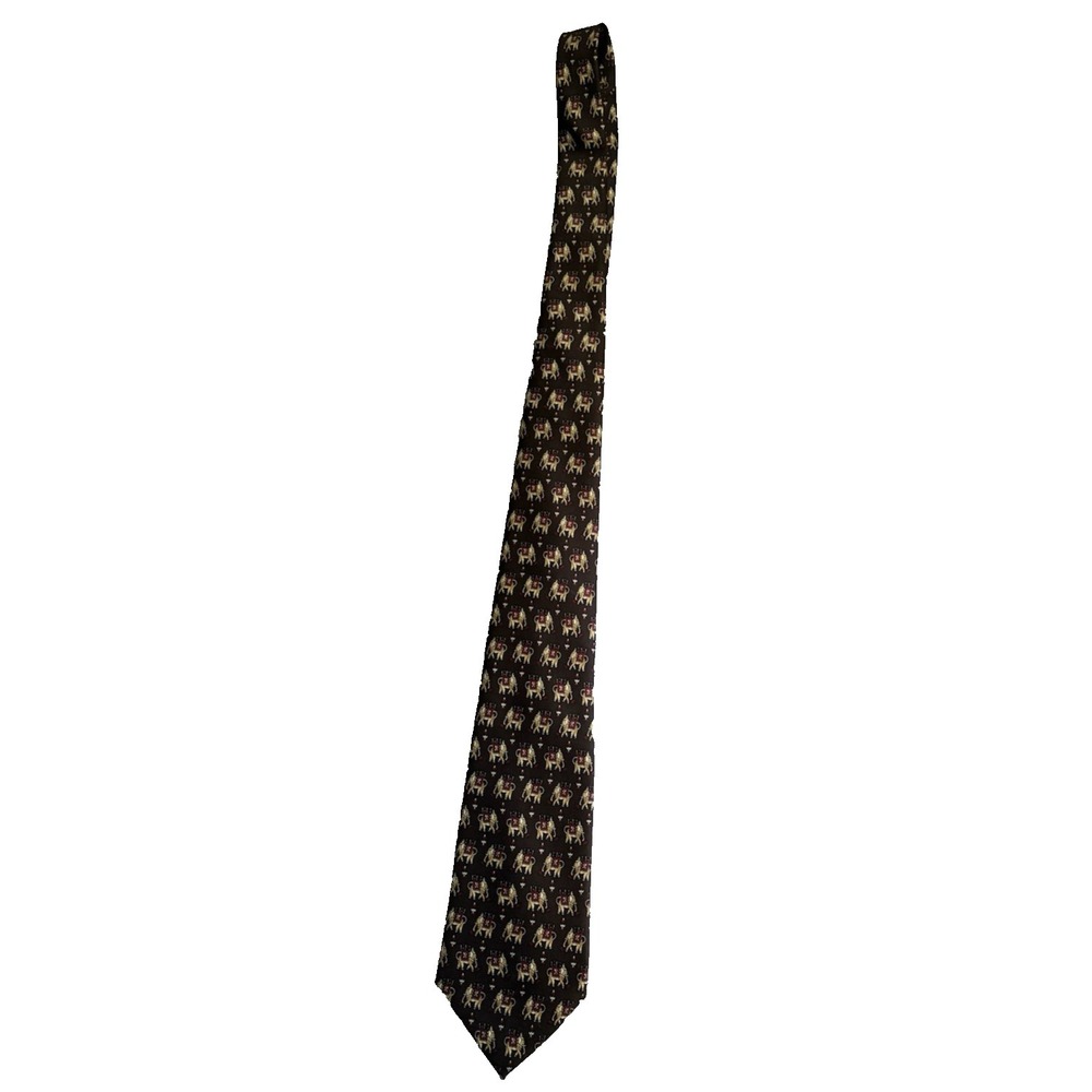 Vintage Elephants Tie Rovereto 100% Silk‎ Color Maroon